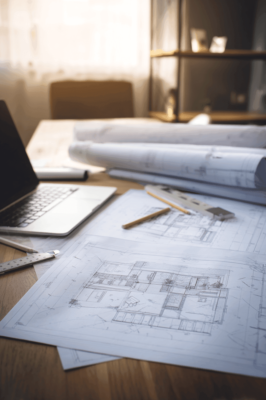 Chantier de construction en cours avec casques de sécurité